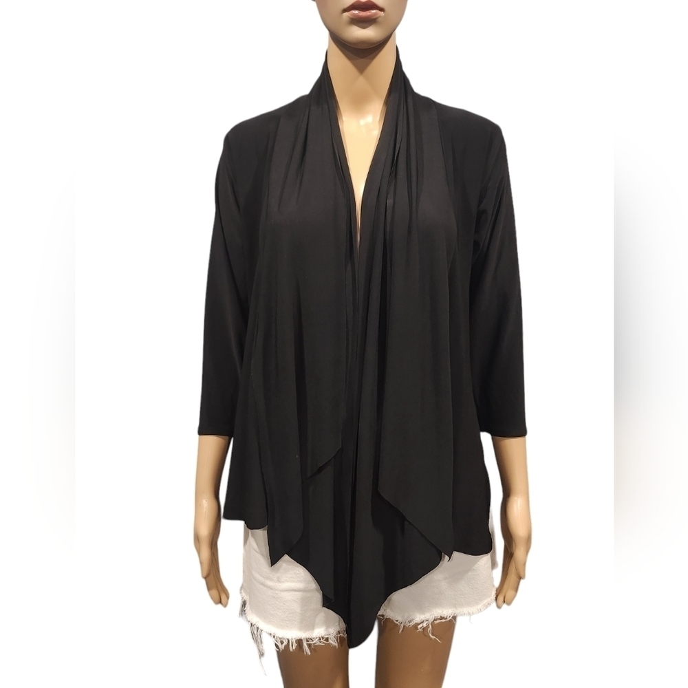 Sympli made in Canada women's black waterfall cardigan Sz 4